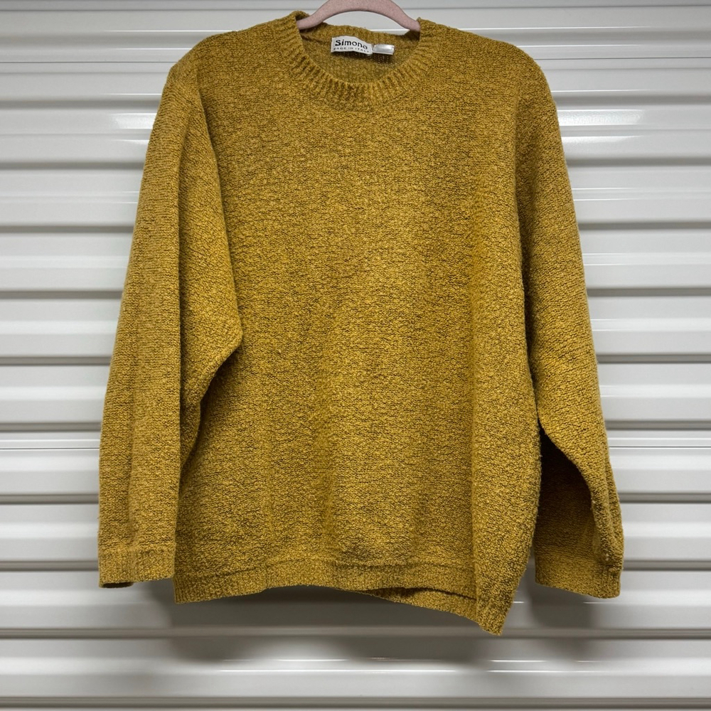 Simona Mustard Chenille Long Sleeve Sweater Size L